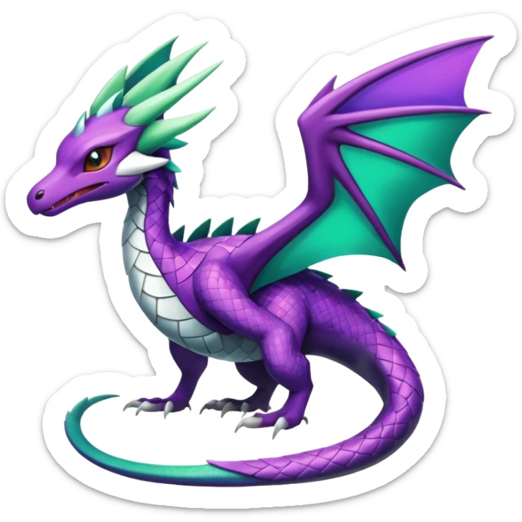 Shiny Green and Purple Noivern-Salazzle-Seviper-Silvally-Dialga-fusion sticker