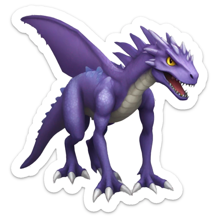  Cool Edgy Digimon-Fakemon-Dinosaur-Dragon with edgy markings full body sticker