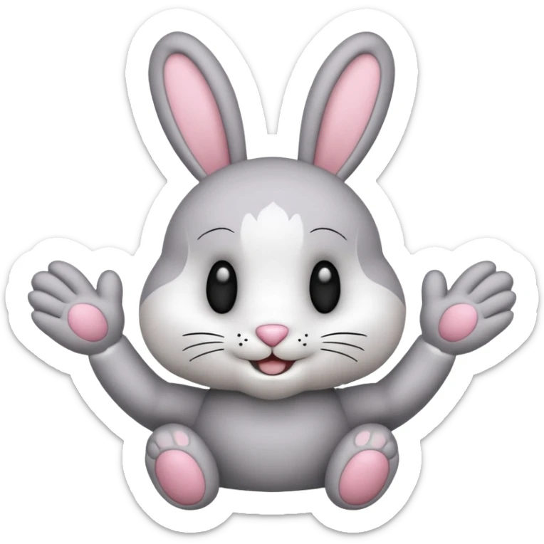 Emoji pour twitch d'une peluche lapin squelette noir faisant signe de la patte avec le texte:"Hi !" sticker
