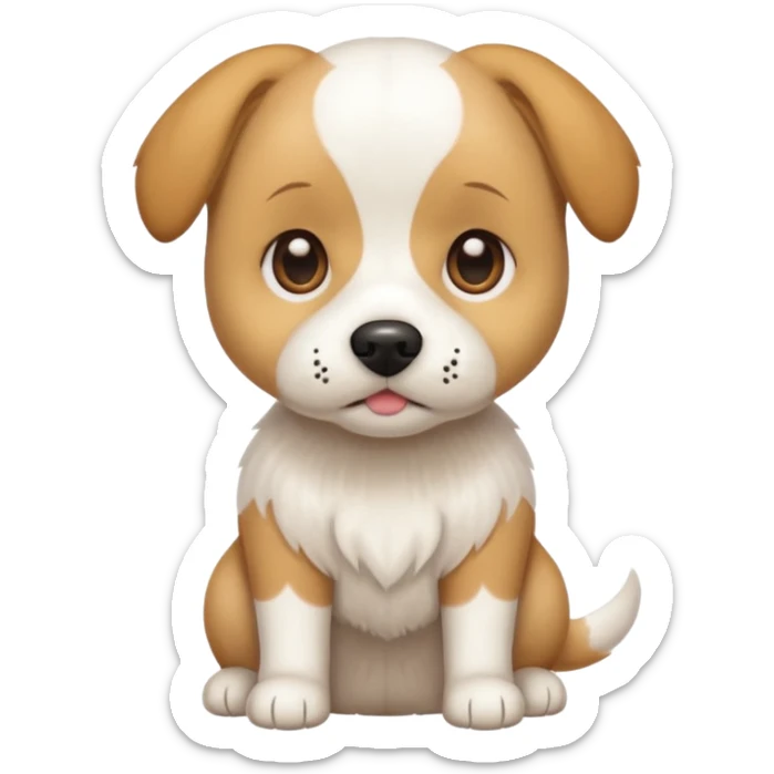 a full body white beagle x maltese x chi dog the size of a kelpie with light brown ears and a light brown patch on one eye sticker