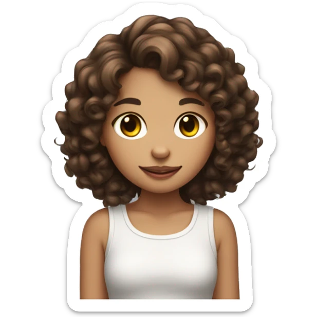 girl with curly brown hair cuddling black and white cat with tongue out sticker