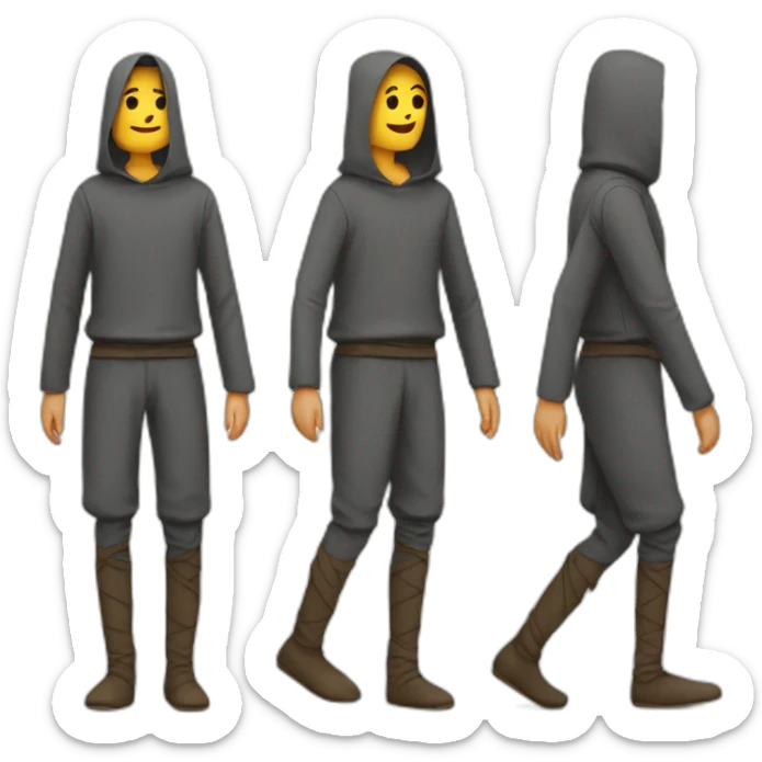 person with legs way longer than usual, covered with pants that are wide at the bottom, walking, medieval sticker