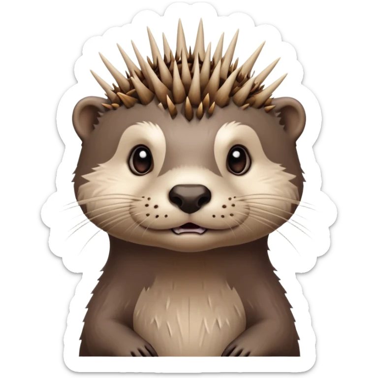 really cute confused otter face with wooden thorny bramble stem wrapped around its forehead, spiky asymmetric thorns, no leaves, only face and neck visible sticker