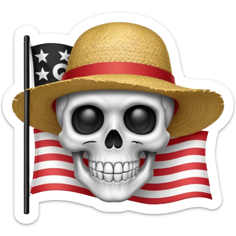 Fait moi un drapeau de tête de mort avec sur la tête un chapeau de paille sticker