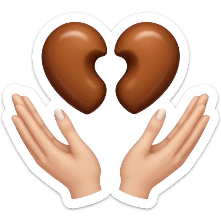 Je veux l'emoji main en cœur 🫶🏾 avec une main marron et une main blanche, deux mains qui forment un coeur sticker
