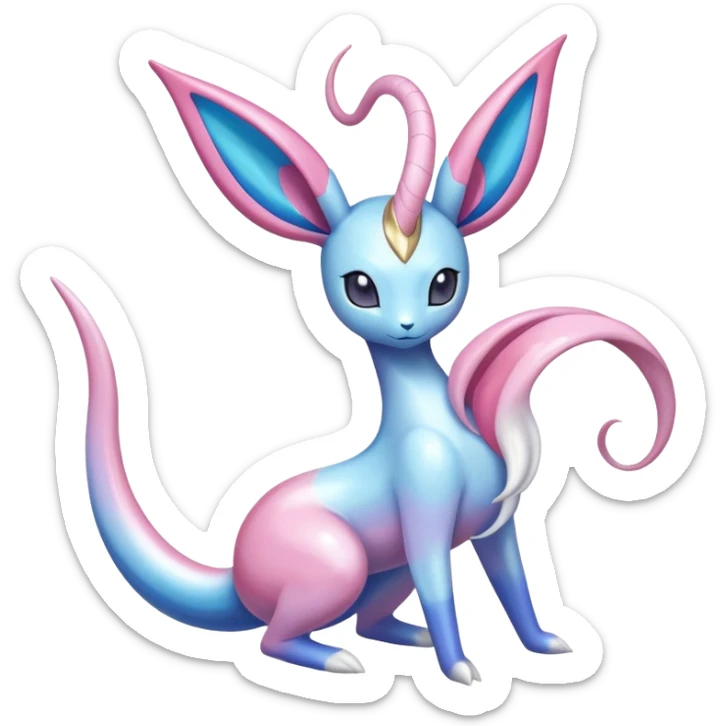 Colorful Shiny Exotic Cresselia-Sylveon-Suicune-Fakémon-hybrid-creature (full body)  sticker
