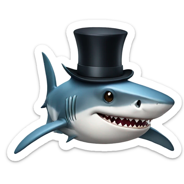 Shark with a top hat sticker