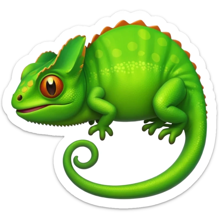 green chameleon looking at me, make it look like an emoji and standalone, with no branch sticker