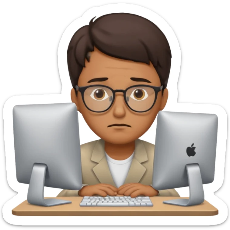 Create a 5 Emojis of my day and write a sentence about it... I am A Man...and i am techie and being tired and sleepy with a Laptop in front... sticker