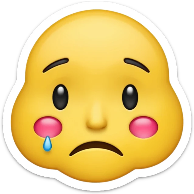 cartoon sticker of a sad and depressed emoji, colorful and cheerful, no text, suitable for WhatsApp and Instagram sticker
