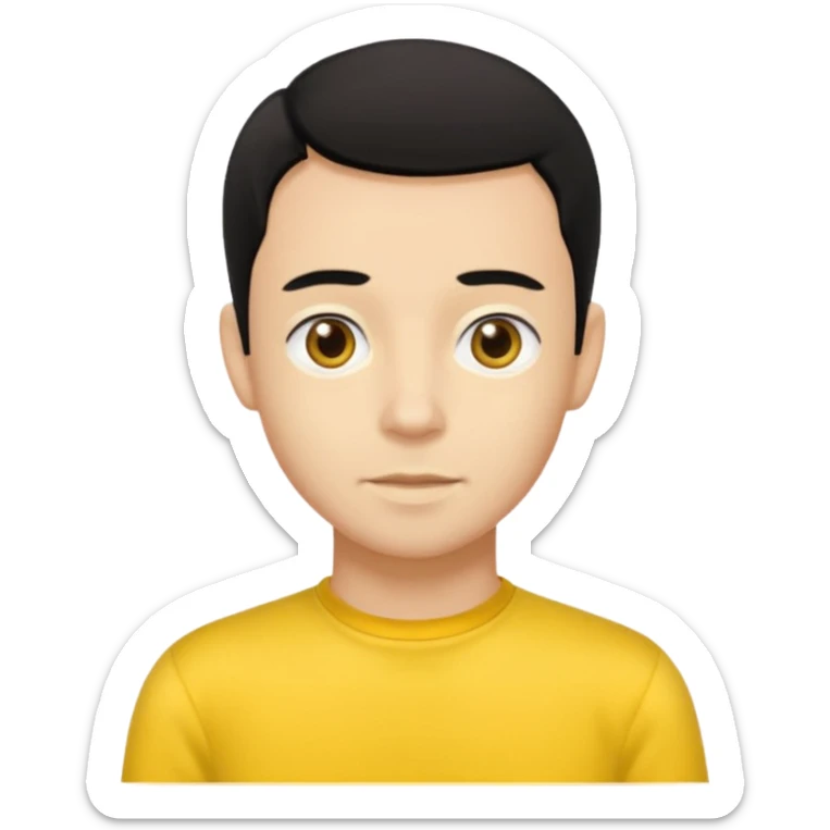 Sam Wiggle from the Wiggles with light skin, brown eyes, black hair, yellow skivvy shirt sticker