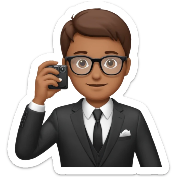 Hombre moreno con gafas haciendo fotos en una boda sticker