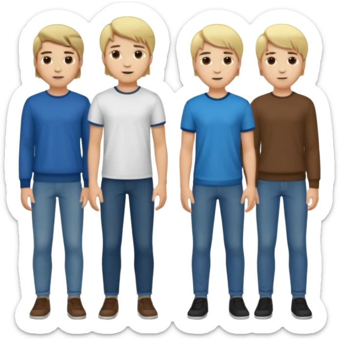 Cartagineses: un grupo de hombres jóvenes, pelo largo rubio y castaño, ropa buena, cara de niños de alrededor de unos 20/25 años.
cuerpo entero sticker