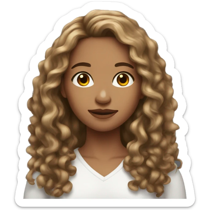 A young woman with light brown skin long curly brunette hair sticker