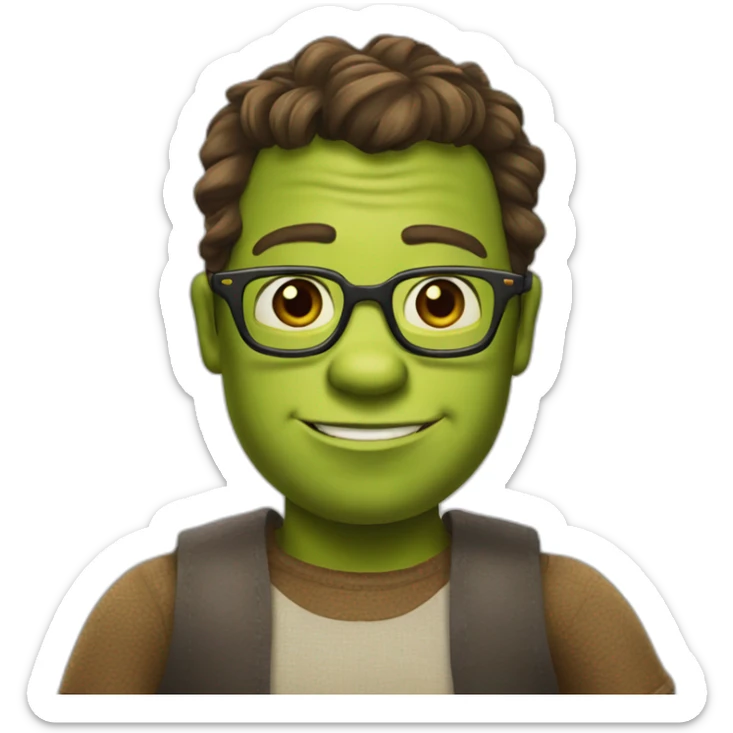 can you make shrek with a cast on his arm, have glasses, have brown hair and slightly darker skin sticker