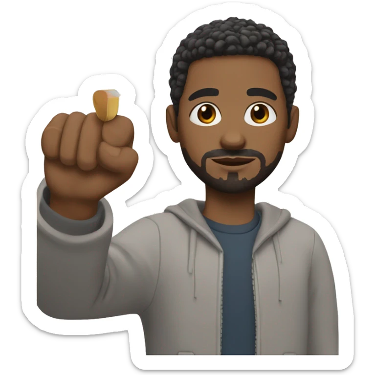 black man with short hair, short beard memoji with a pencil in his hand sticker