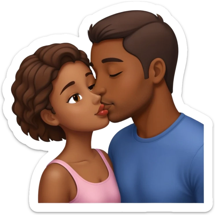 Brown skin man kissing brown skin girl sticker