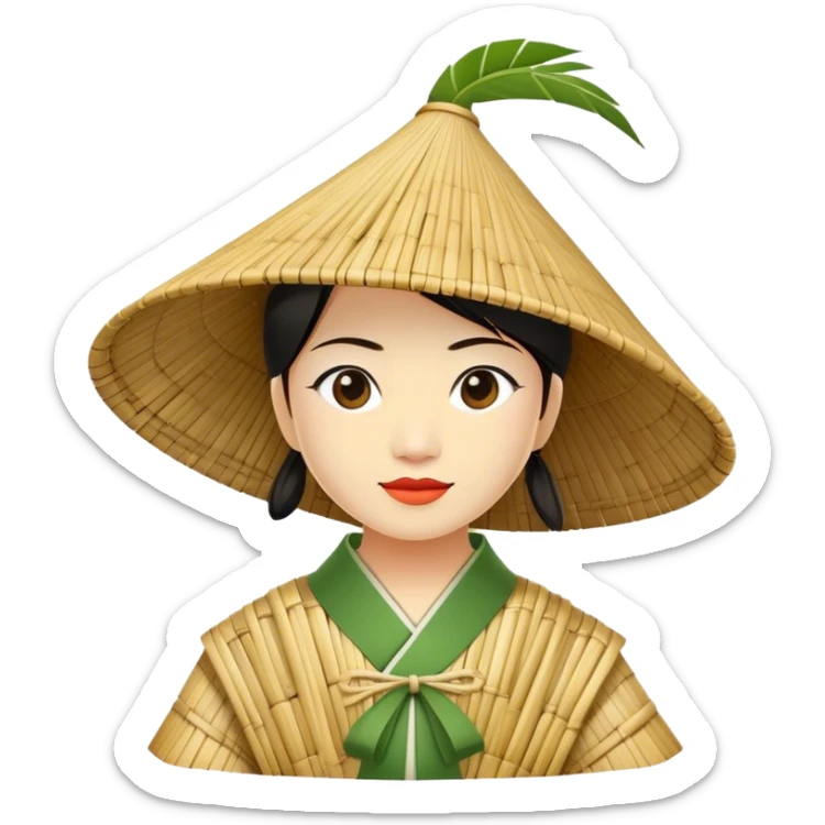 ​Cinematic Realistic Traditional Vietnamese Nón Lá, depicted as a delicately crafted conical hat made of bamboo and palm leaves with subtle texture and natural wear, evoking authentic cultural heritage, please show the hat only sticker