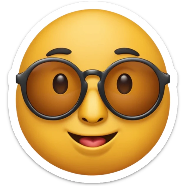a round yellow circular emoji wearing cool sunglasses with a cocky face sticker