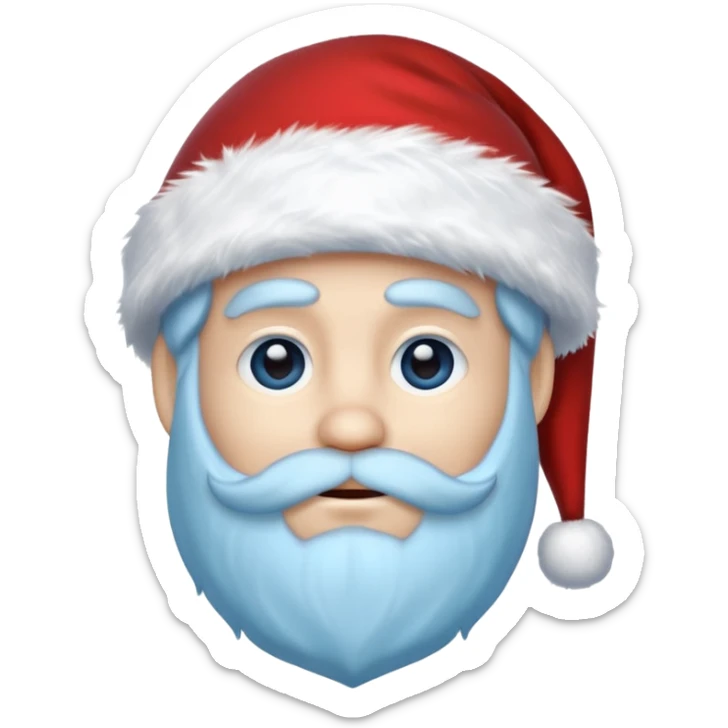 Fantasy human emoji portrait, Santa Claus hat with icy frost, simple winter mantle with icy blue fur trim and crimson inner fabric, northern winter aesthetic, calm heroic expression, clean flat emoji design, male/female variant
 sticker