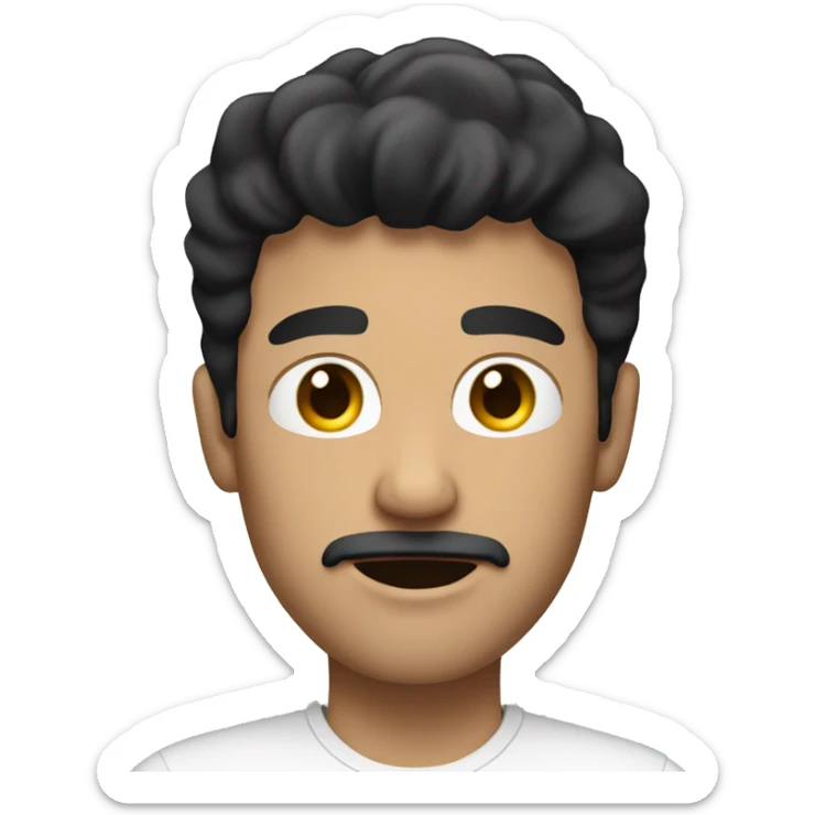 white man with black hair and no facial hair filming videos with camera sticker