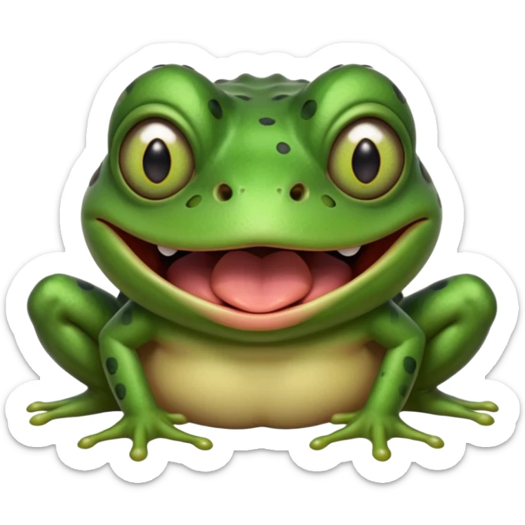 Awesome human frog with wicked big eyeballs and tongue out laughing sticker