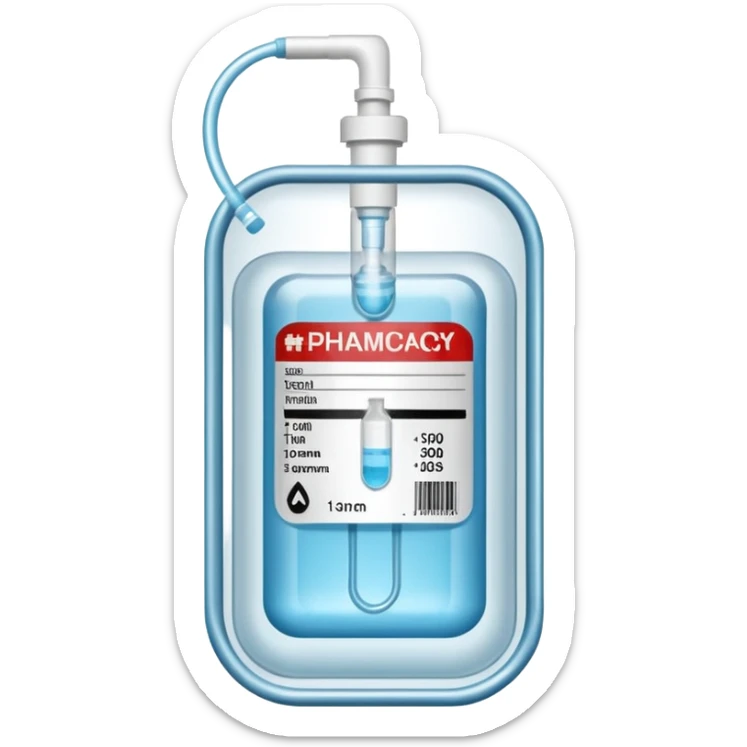 Hospira, BBraun, Hospital Intravenous fluid bag, 2 ports located on the bottom side, and is filled with 500ml, pharmacy label sticker