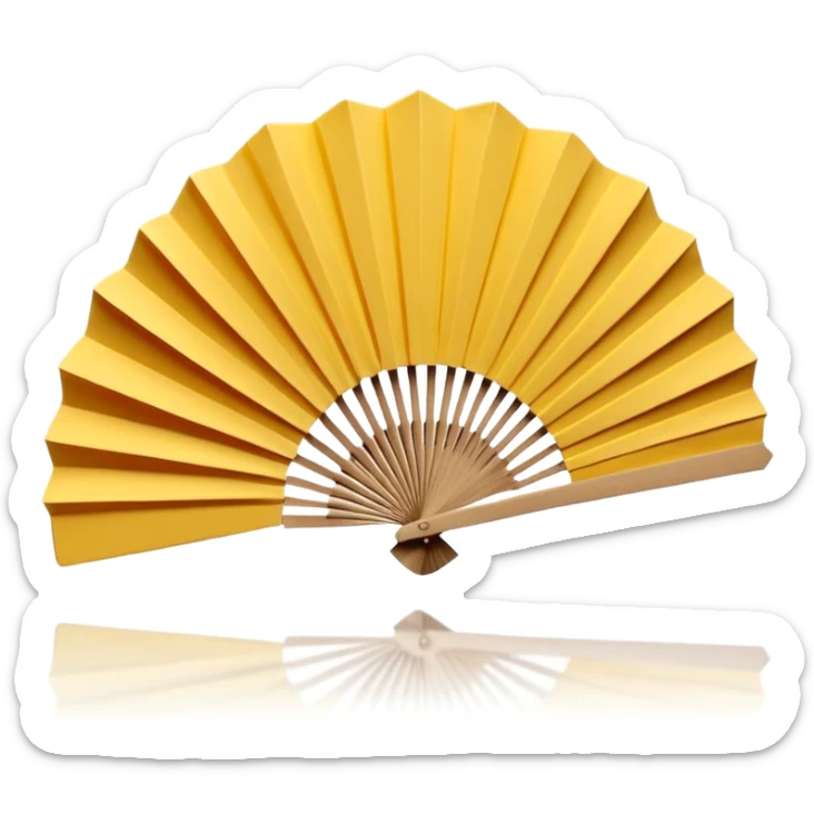 3D render of Paper Fan entirely of folded origami paper, sharp creases, cardboard texture, matte finish, visible paper grain, craft aesthetic,emoji style, isolated on white background --v 6.0 sticker