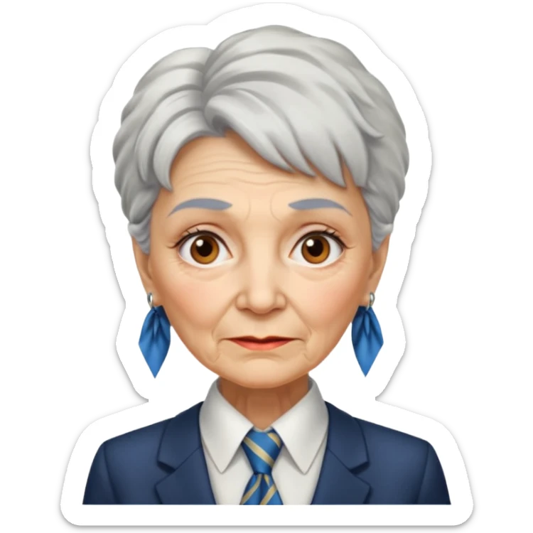 Very old women with Necktie.more smudges on face, different hair style. sticker