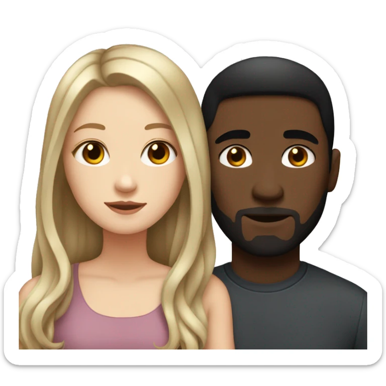White girl with straight hair and her dark boyfriend with wavy hair sticker