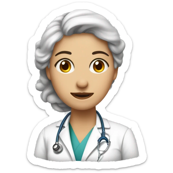 Dessine moi une image humoristique d'un docteur femme en train de faire une piqure à un patient avec une très grosse seringue.  sticker