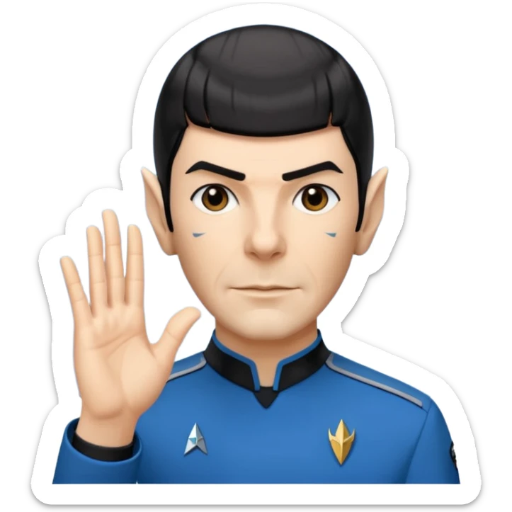 Spock with the Vulcan salute with Starfleet blue uniform (Star Trek) no green face sticker