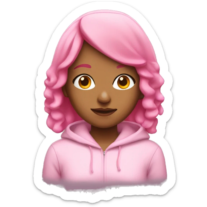 girl with pink bob hairstyle in pink hoodie sticker