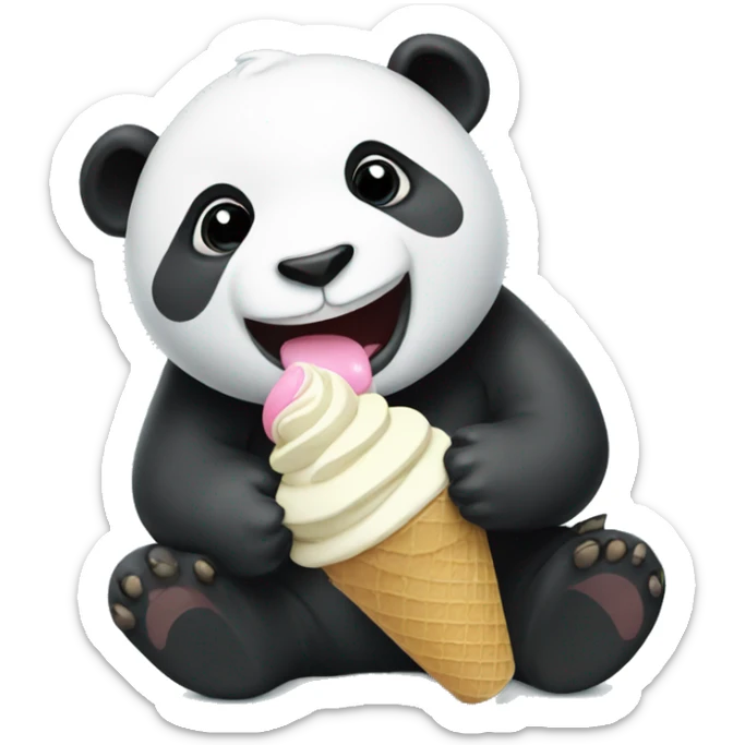 Panda eating ice cream sticker