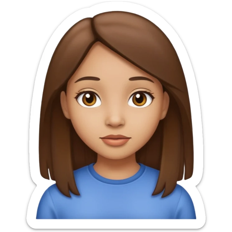 Light skin girl with straight hair brown  sticker