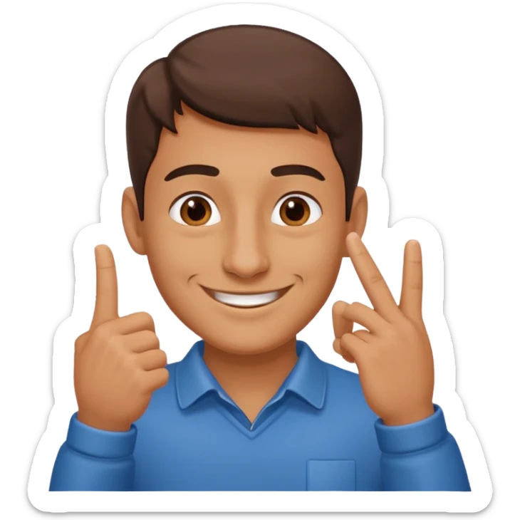 Un hombre introduciendo la nariz entre los dedos mientras hacen gesto de Ok sticker