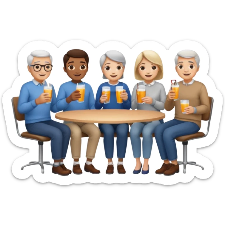 Millions of young people, adults and seniors in casual clothing at an afterwork meeting sticker