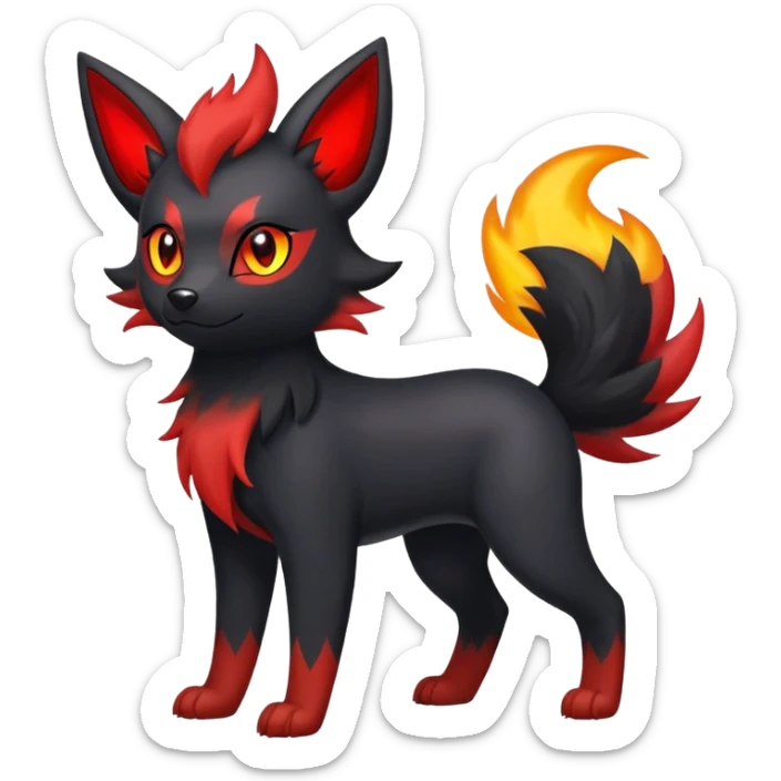 Cute Shiny Houndour-Zorua-Quilava-Litten-Umbreon-Fakémon-hybrid-creature (full body)  sticker