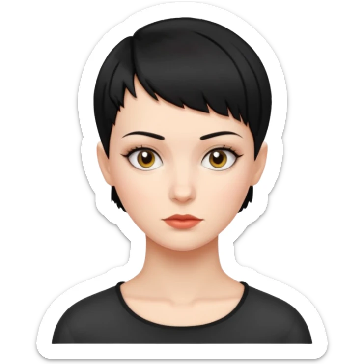 frau freche extreme schwarze Kurzhaarfrisur eine Seite fast keine Haare sticker