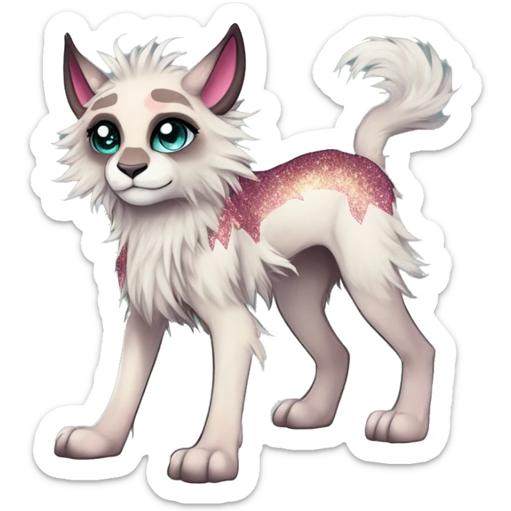 Cool cute Kawaii edgy fantasy animal sparkle fursona Fionbri by griffsnuff & LiLaiRa & Falvie full body sticker