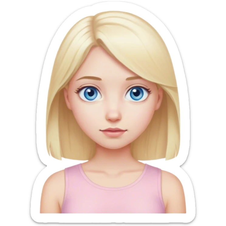 Blue eyed, blonde hair, pale girl,  ￼ light pink top sticker