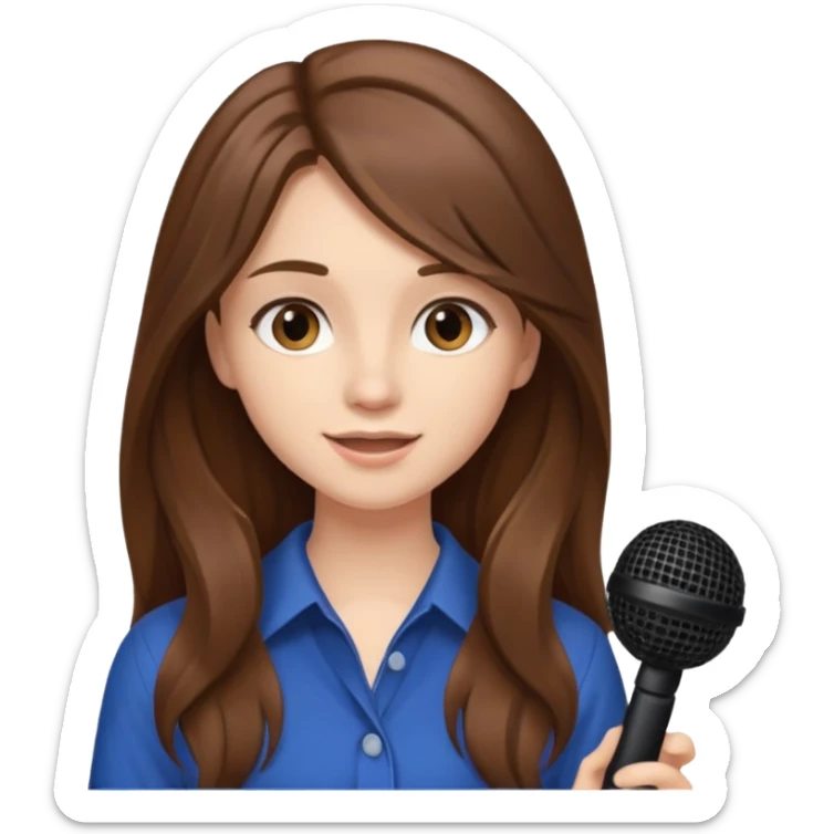 Singer Young woman – long hair, around 20s, holding microphone close sticker