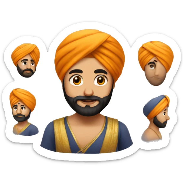 FULL EMOJI  OF SIKH IN ORMAL OUTFIT WITH TURBAN sticker