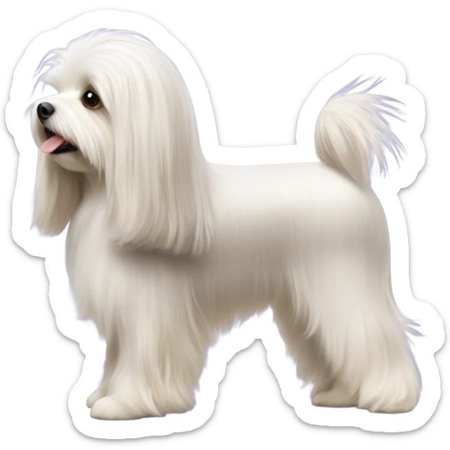 Side view of Havanese with long hair all the way down to the dogs feet at a dog show  sticker