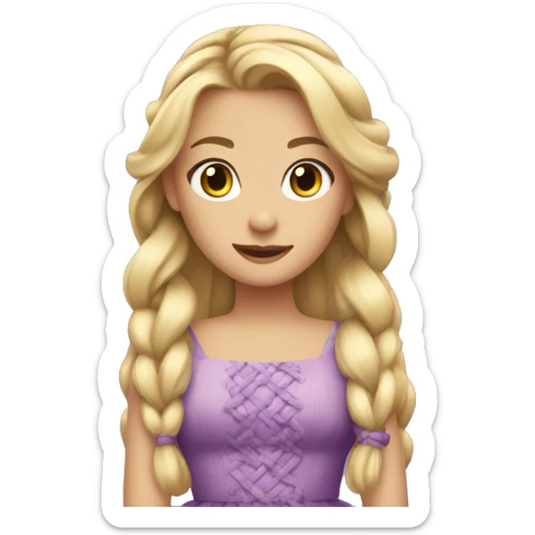 Purple dress, long blonde hair in a braid with flowers princess sticker