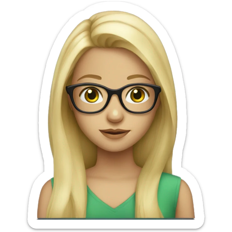 blond girl with glasses and long hair green eyes sticker