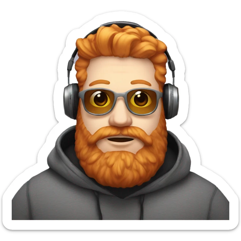 Fat ginger with full beard American twitch streamer with hoodie and headphones sticker