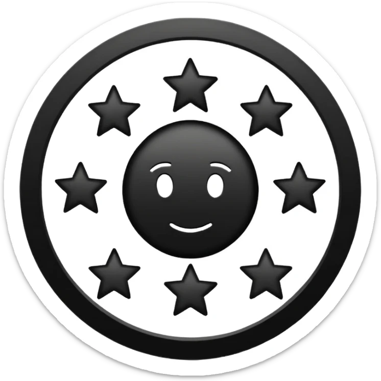 Can u make a emoji with 15 stars in a circle no face no nothin just lines and nothing in the middle and the stars have nothing it in too just lines black and white no face  sticker