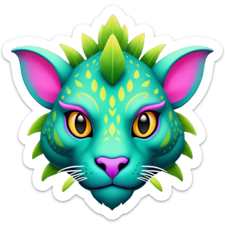Tropical futuristic lush cool edgy neon Fionbri-Vernid-ET-creature (full body) sticker