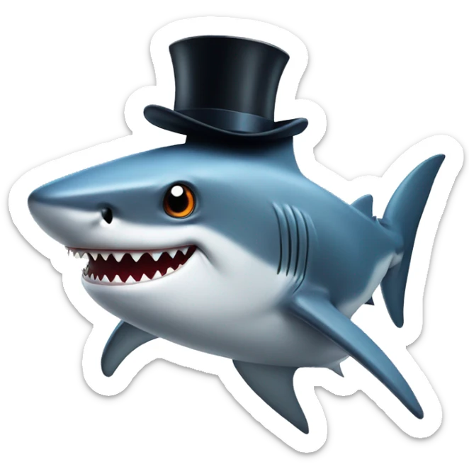 Shark with a top hat sticker